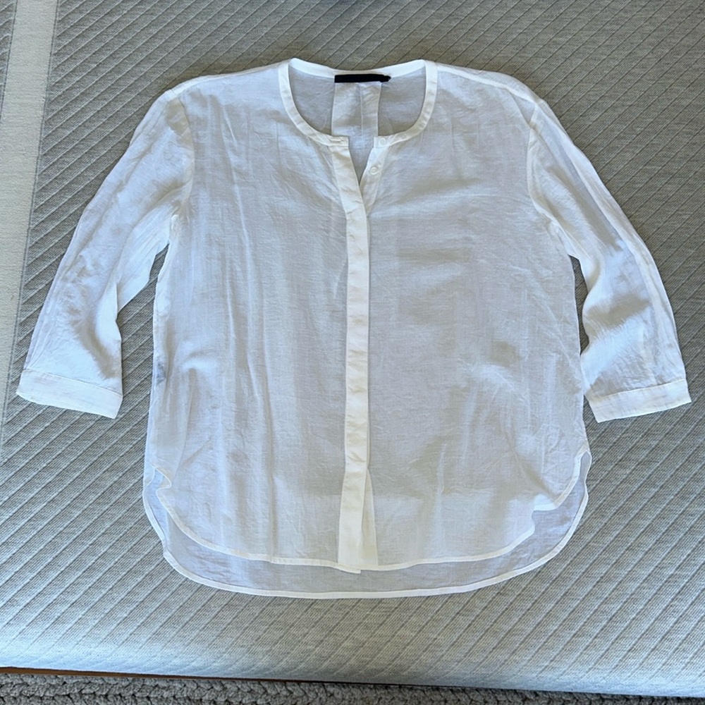 Jenni Kayne cotton linen white button up top/blouse